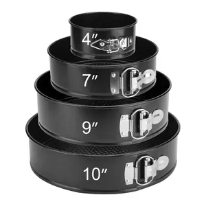 isheTao Springform Pan Set of 4, 4/7/9/10inch Cake Pan, Non-Stick Leak-Proof with Removable Bottom, Cheesecake Pan for Baking, Black