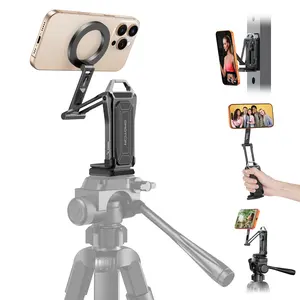 OMOTON TP02/TP02 Pro Magnetic Phone Holder for Vlogging, Content Creator Essentials with 1/4" Screw, Arca-swiss, Adjustable Metal Phone Mount & Selfie Stick for iPhone Samsung for  Smartphone