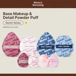 Momo's Workshop Denim Days Makeup Puffs for Foundation Concealer Blush & Detail Finishing Individually Packaged in Multiple Colors 、 Quick application for a flawless look- Beauty Sponge puff