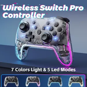 Wireless Game Controller for Switch Lite Oled PC Android iOS, Rechargeable Console Joystick with 7 Color RGB Lights and 3D Analog Stick