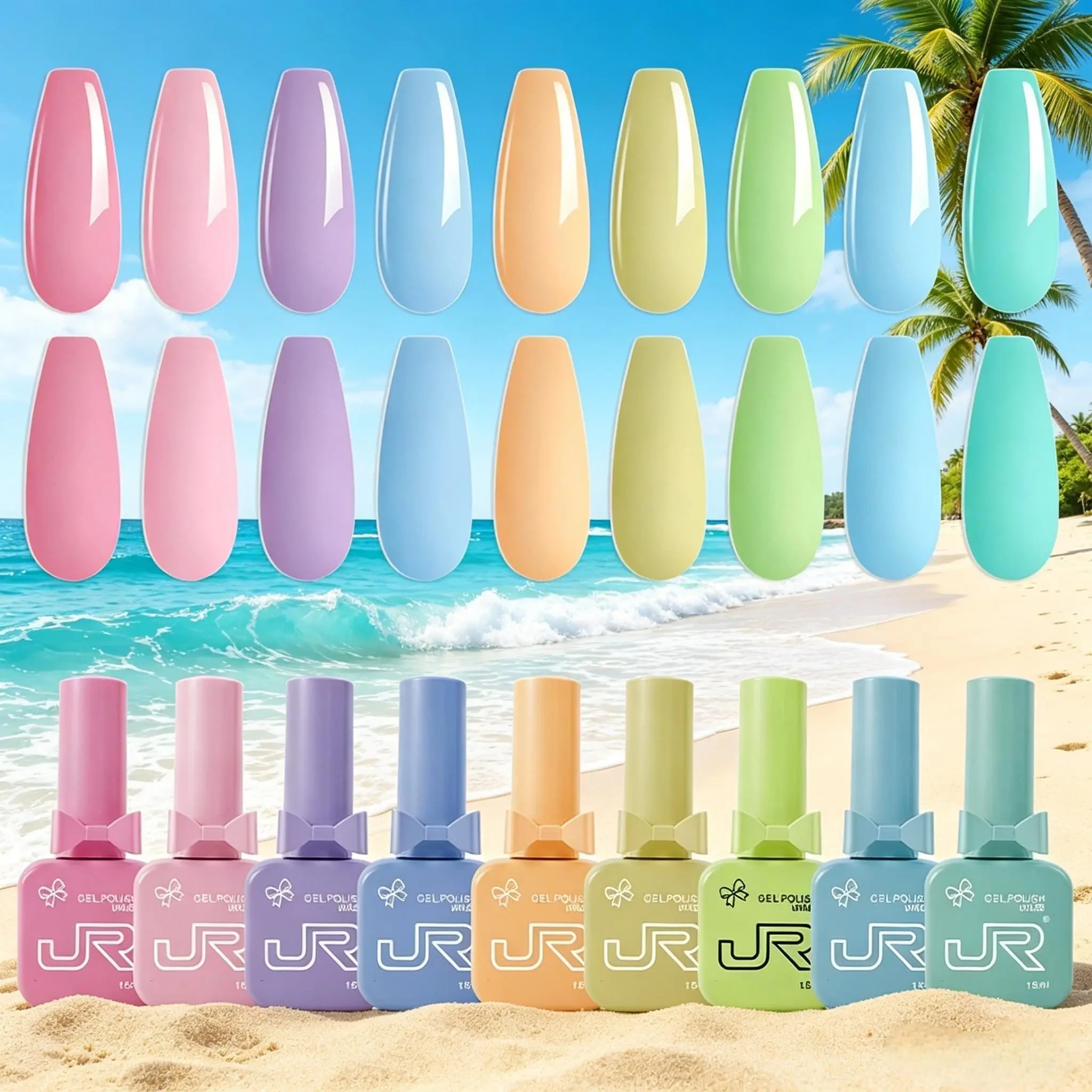 JR 15ml 9colors TPO and Hema Free gel polish kit Novice suit Gel Nail Polish Set - Long Lasting Non-Toxic Soak Off Removable UV LED Cured Salon & Home Nail Art Manicure Kit for beginners women