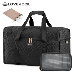 LOVEVOOK Travel Duffle Bag,Weekender Bags For Women, Carry On Duffel Bags For Airplanes, Overnight Bag With Toiletry Bag, Hospital Bag for Labor and Delivery, Yoga Gym Bag with Wet Pocket, 3Pcs Set