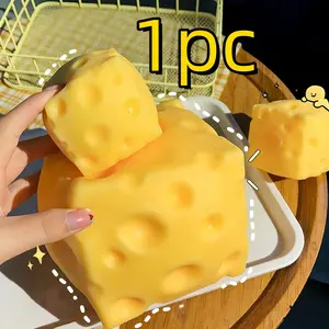 1pc，Slow Rebound Cheese Block Stress Relief Toy, Finger Massage Game for Anxiety & Adhd, Office Desk Fidget Tool, Tiktok Trending Healing Toy