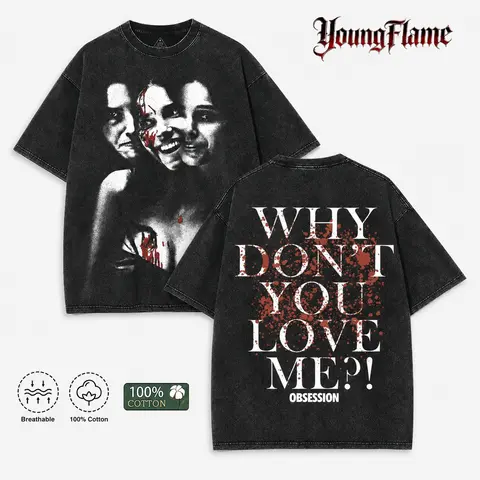100% Cotton Vintage Acid Wash Psychological Horror Art streetwear The perfect gift for summer and autumn. graphic tees for men