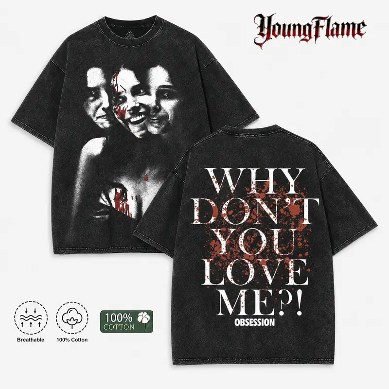 100% Cotton Vintage Acid Wash Psychological Horror Art streetwear The perfect gift for summer and autumn. graphic tees for men