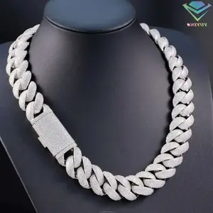 22mm Heavy Mossanite Cuban Chain Jewelry For Men S925 Solid Silver Chain Hip Hop Necklace VVS Moissanite Cuban Link Chain