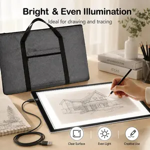 Portable LED Tracing Light Board Set with Storage Bag, 14x10.2in Slim 0.2in Light Pad with Scale Markings, Even Brightness for Drawing, Writing, Diamond Painting (Art Supplies for Office & Creative Crafts) Alignment Ideal Calligraphy