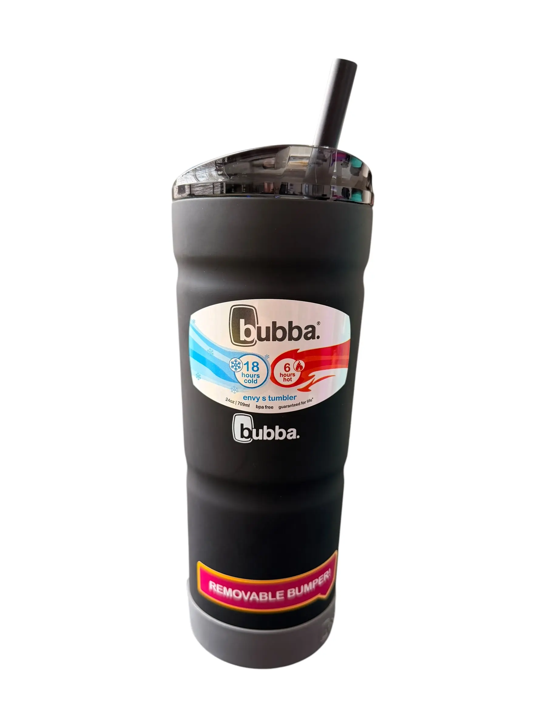 Bubba Envy S 24 oz Insulated Tumbler Black with Straw & Removable Bumper