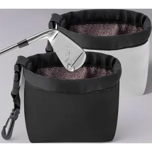 2-in-1 Golf Ball & Club Cleaner Bag (2 Pack) - Portable Pouch with Waterproof Microfiber Liner. Includes Carabiner Clip, Keeps Gear Clean & Dry On/Off the Course