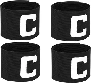 Soccer Captain Armband Nylon Football Bands for Adult Youth, Adjustable Soccer Rugby Basketball Player Bands, Black