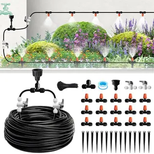 Mist Drip Irrigation System for Garden Watering 60FT, Quick-Connect Micro Misting kit for Greenhouse,Plant,Raised Bed,Vegetable,Flower. Hanging or Inground Misters Sprinkler,Sistema De Riego Por Goteo irrigation kit