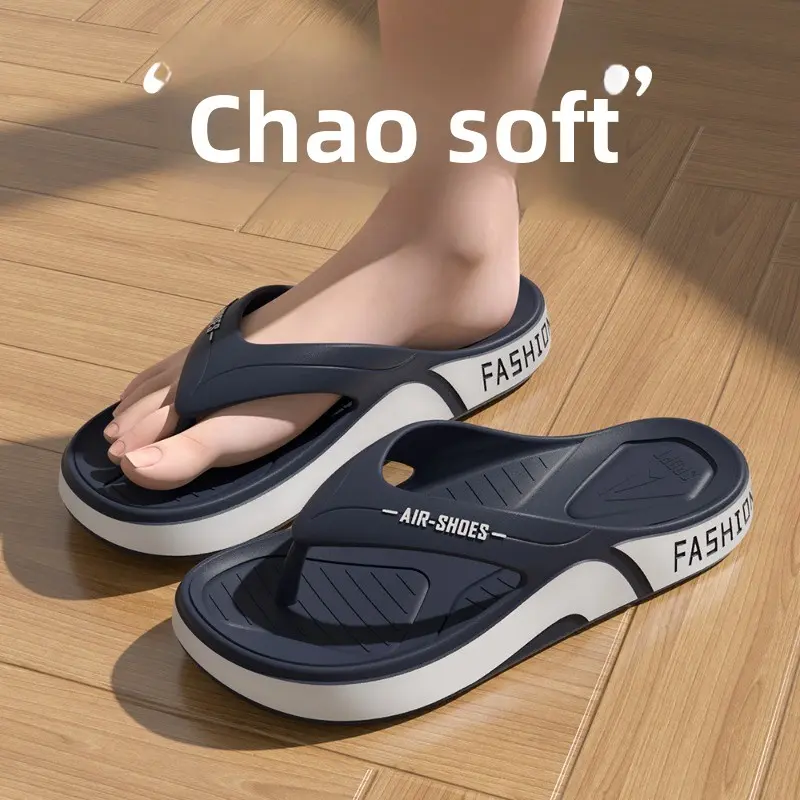 AIR-SHOES Men's Navy Blue Flip-Flops - Soft Cushion EVA Sole Non-Slip Treads for Summer Beach & Poolside Comfort