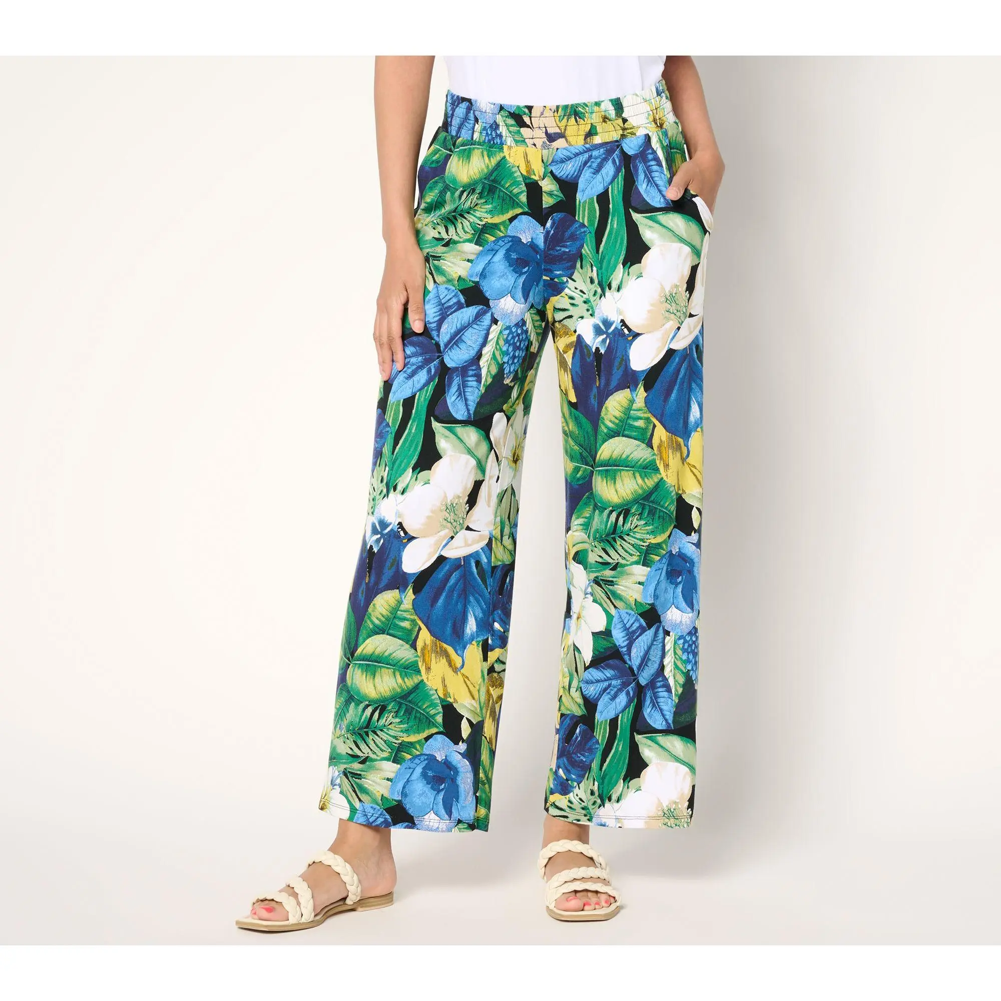 Susan Graver Soleil Petite Knit Printed Ankle Pant