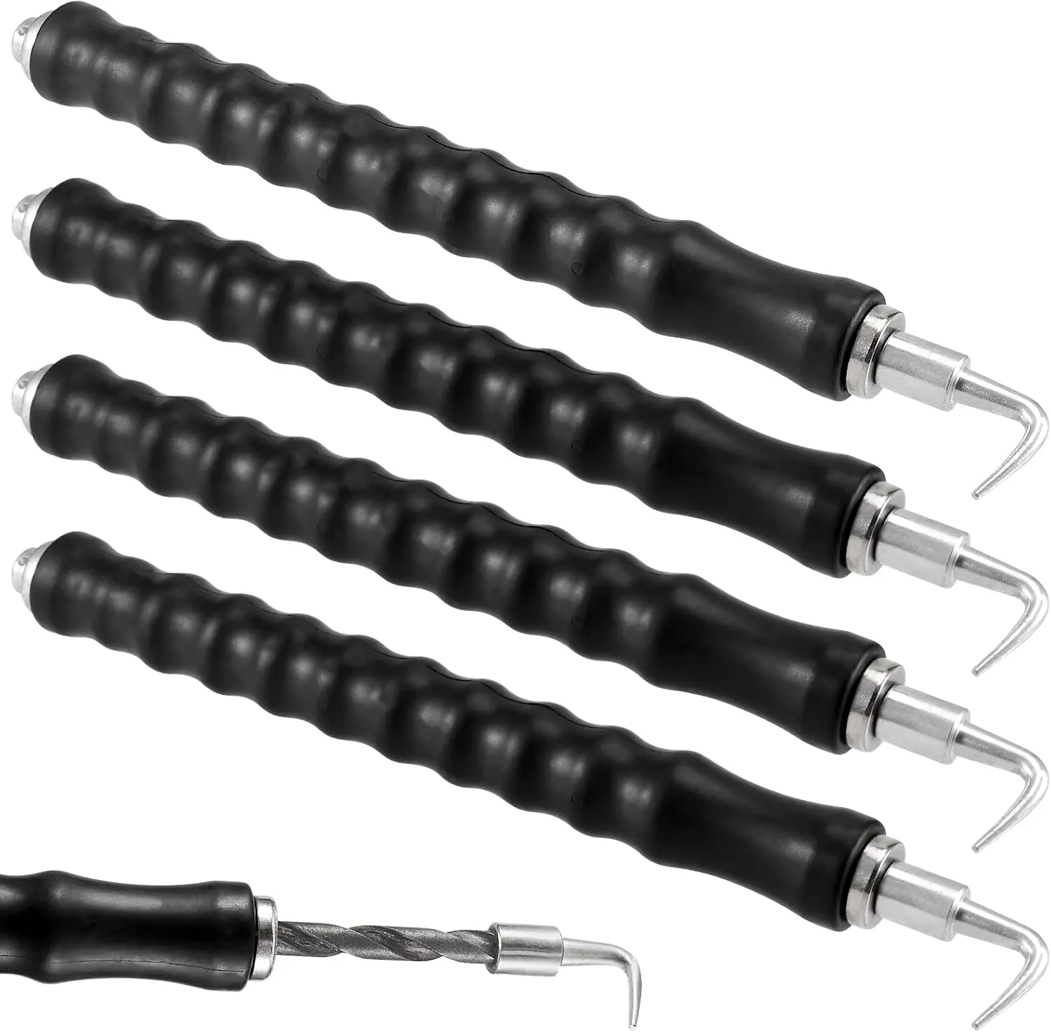 4 PCS Automatic Rebar Tie Wire Twister, Rebar Tie Wire Twister Tool with Ergonomic Rubber Handle Reinforced Spring for Construction, Home Improvement, Straight Hook, Black