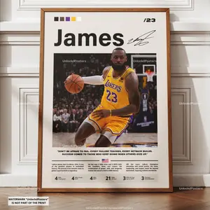 LeBron James Poster, Lakers Basketball,  Superstar Print, Basketball Wall Art, Sports Decor, King James Artwork, Basketball Prints, James ( Unframed - Print Only )