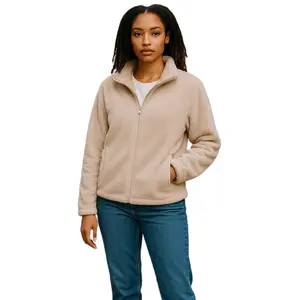 Women's Fleece Coat Winter Warm Thicken Jacket with Double-Sided Velvet Coral Fleece and Polar Fleece Comfortable Long Sleeve Basic Design Casual Outerwear Tops Vneck