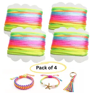 Rattail Satin Cords for Jewelry Making Supplies, Chinese Knot Cords, Kumihimo Macrame Crafts, Gift for Beaders, 8 Yards, 2mm, Multicolor, Pack of 4 pcs