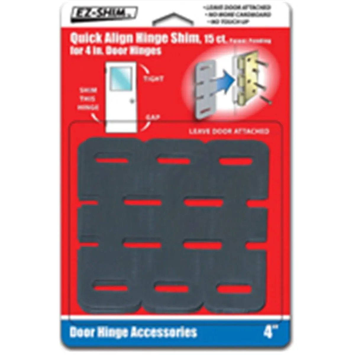 E-Z Shim Adjustable Door Hinge Shims, HS400BP 4.0 3-Piece Set, High-Impact Plastic Door Hardware for Sailing Quick Alignment, 8000 lbs Load Bearing, Gray