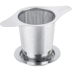 Universal Tea Infuser with Stainless Steel Filter Fits Mugs Cups Teapots Food Grade 304 Steel Extra Fine Mesh for Loose Tea & Drip Tray