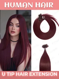 50pcs/u-Shaped Keratin Fusion Natural Human Hair Extensions, Gradient Color Options //gold/, Length 12-20 Inches, Straight Style for Women