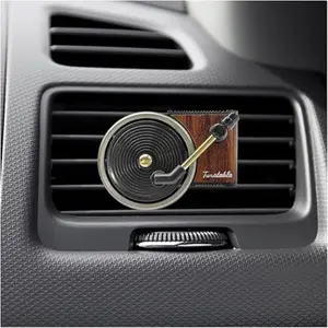 Car Air Vent Record Player Vinyl Retro Natural Long-Lasting Car Air Conditioning Decoration, Vintage Gramophone Dashboard Ornament