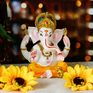 Hindu Ganesha Statue Diwali Decor - India God Lord Ganesh Ganpati Indian Idol Home Office Temple Mandir Puja Decor Altar Yoga Meditation Room Altar Shrine Kit Wedding Return Gift