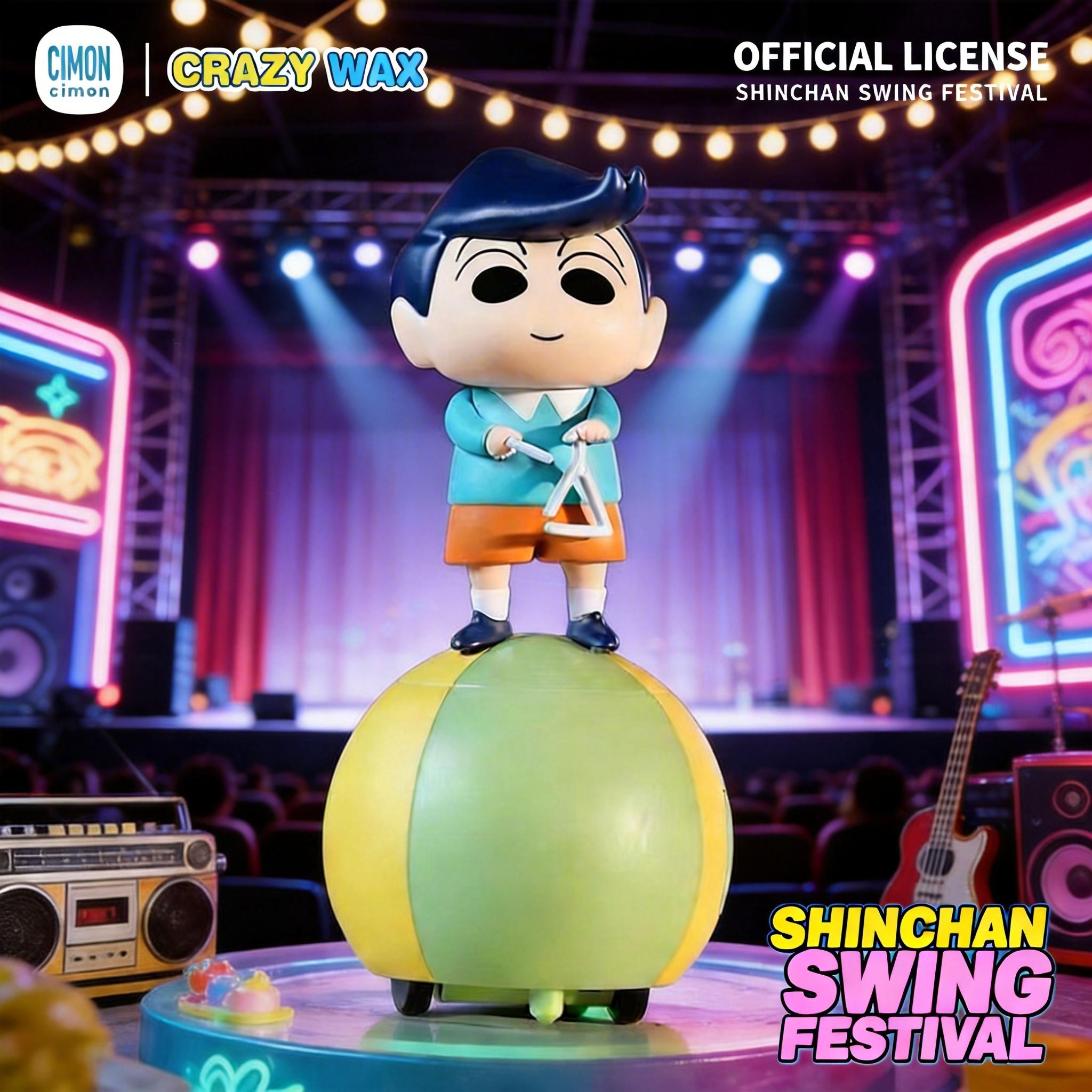 MINISO Crayon Shin-chan Swing Band series desktop ornament toy merchandise—cute gifts for friends, holiday gifts, birthday gifts