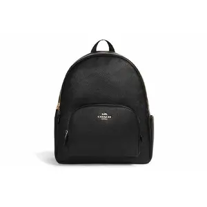 COACH Court 33 Leather and PVC Backpack with Brand Logo Zipper for Men in Black