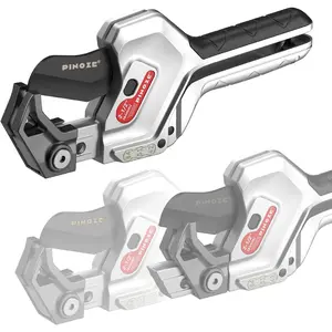 PVC Pipe Cutter, 3-Gear Adjustable Cut up to 2-1/2”, Ratchet Pipe Cutter Tool Heavy-Duty for PVC, PPR, PE, PEX, Plastic Hoses & Plumbing Pipes with Teflon Coated SK5 Blade