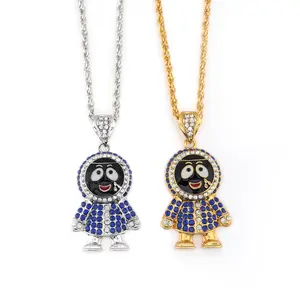 Trending!Hip Hop Micro-CZ Inlaid Penguin Cartoon Pendant Necklace| Edgy Cool Bling for Urban Trendsetters| Stainless Steel Plated| Unisex Streetwear Jewelry with Playful Punk Vibe