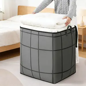 Foldable Wardrobe Storage Bag, Large-Capacity Clothes Storage Box and Organizer, Household Double-Zippered Clothing and Bedding Storage Bag with Handles, Storage Carrying Bag and Space-Saving Bag for Moving, Traveling and Under-Bed Storage