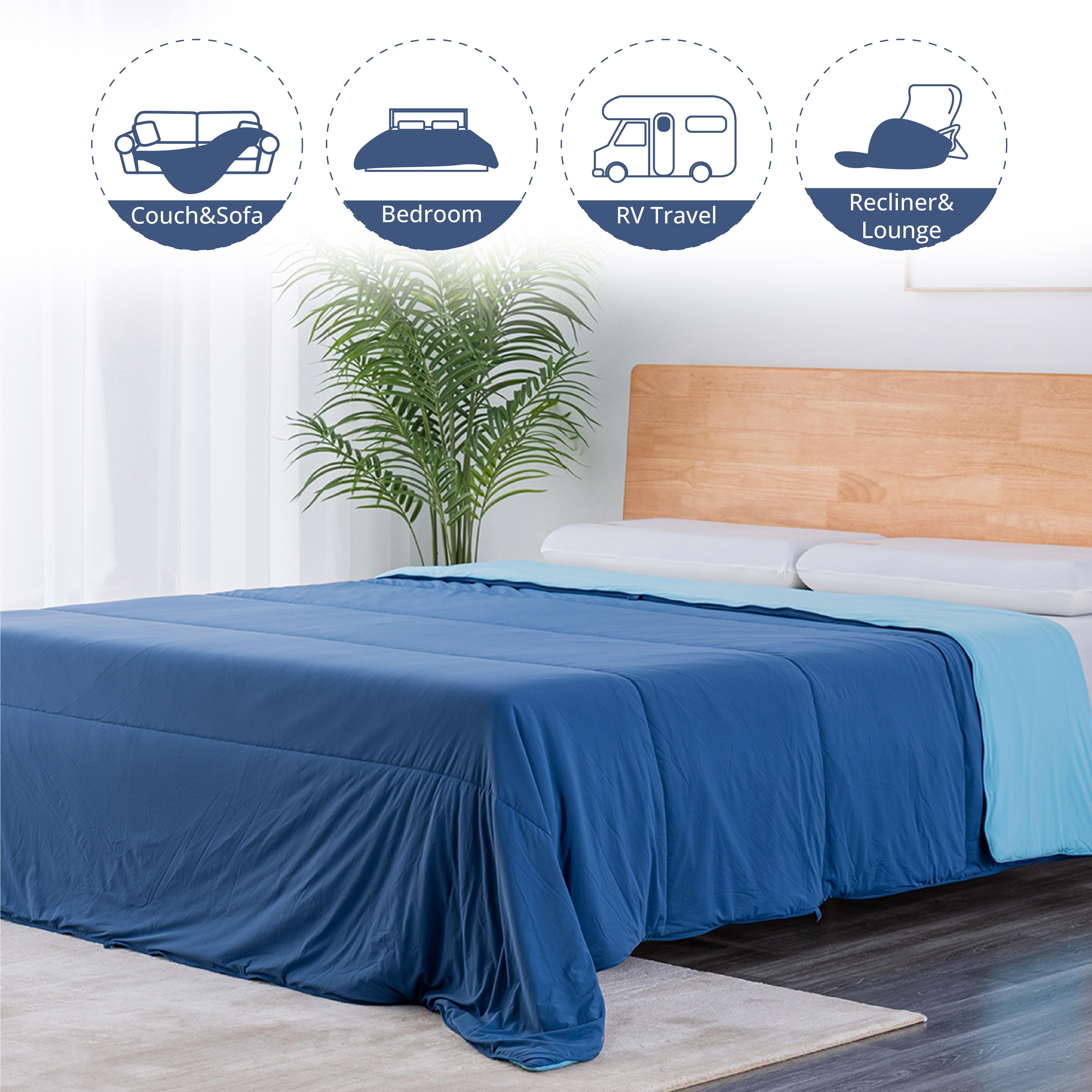 Dual-sided Comforter for Hot Sleepers, All-Season Lightweight Ice Blanket to Quickly Cool Down While Stay Warm All Night，Heat Dispense Quilt Duvet