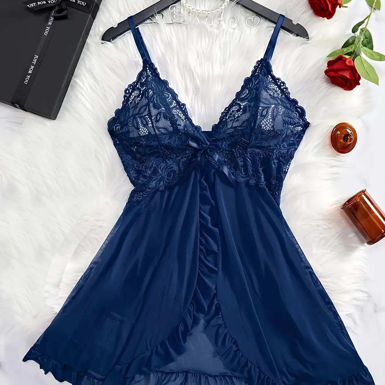 Women's Chemises Negligees Lace Modal Sleepwear V-Neck Full Slip Lingerie Sexy Nightgowns