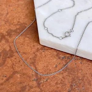Platinum Solid 1mm Cable Chain Adjustable Necklace