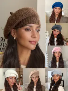 Women's Fitted Beret Hat, Plain Woven Fabric, Casual Style, All Season Wear, Perfect for Daily Use, Fitted Hats