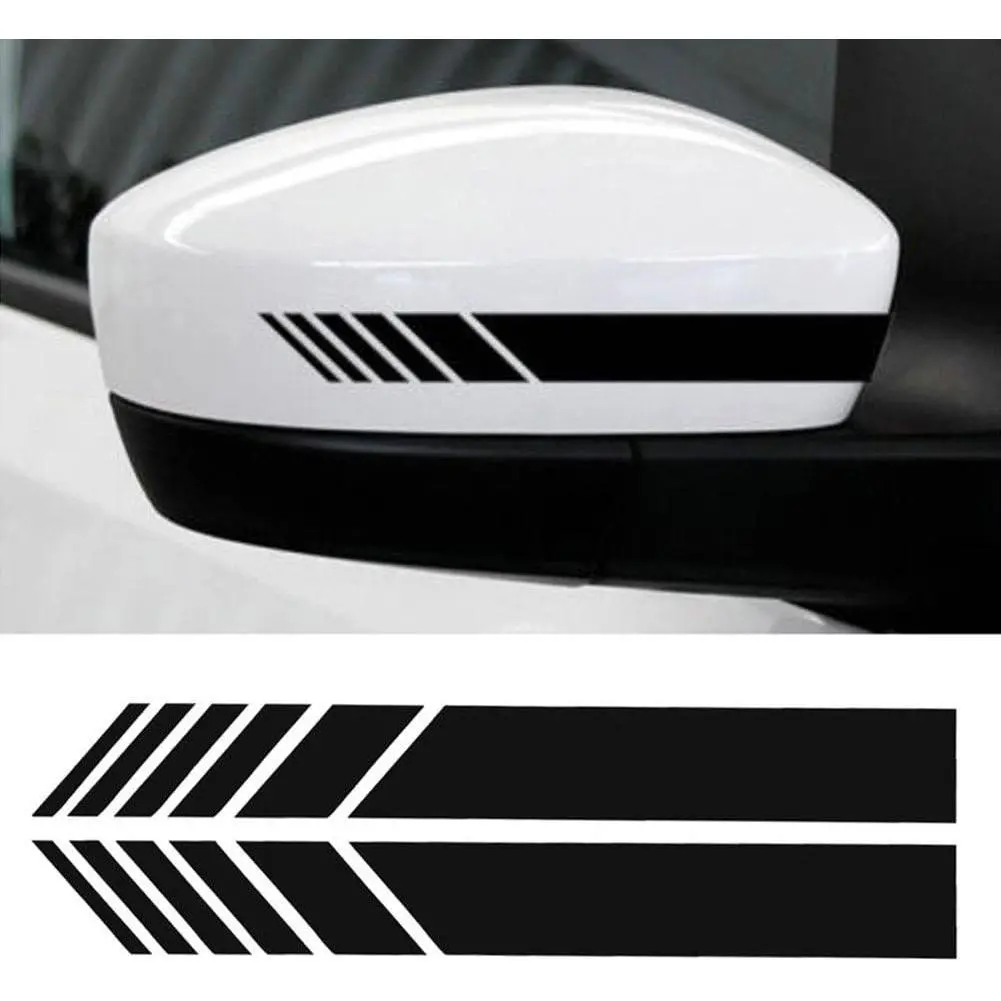 2 count  Rear View Mirror Stickers Decor DIY   Sticker Side Decal Stripe  SUV Vinyl Graphic Black