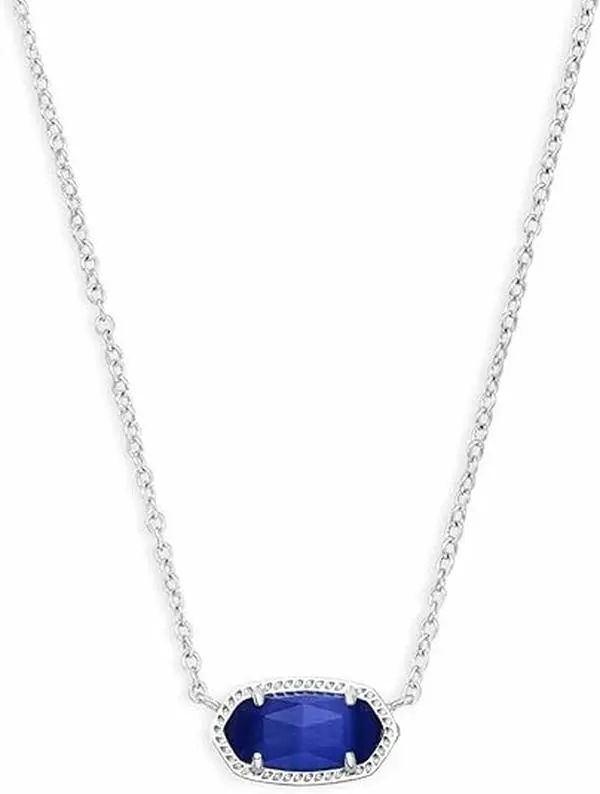 Kendra Scott Elisa Short Pendant Necklace - Silver Cobalt Cats Eye 4217717623