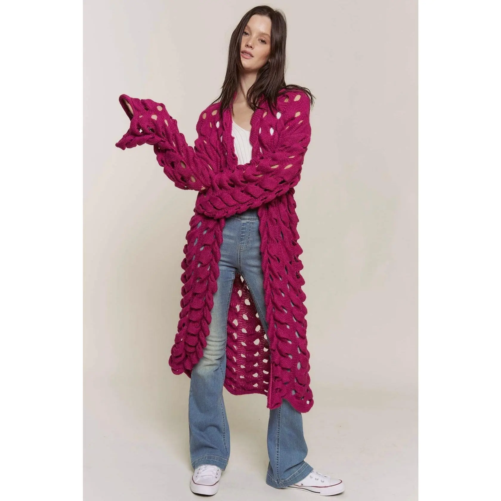 Knitted Fuchsia Cardigan