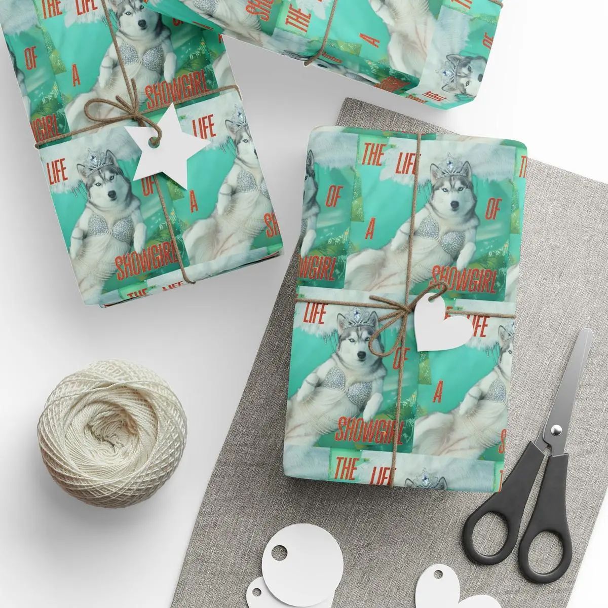 Husky Wrapping Paper - Animal Wrapping Paper, Festival Holiday Gift Wrap, Funny Meme Christmas Music Album Cover Wrapping, Xmas Gift Wrap Paper for Fan Family Friends, Wrapping Paper trend