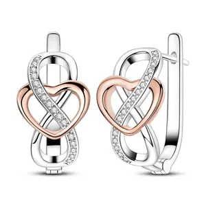MULA Infinity Love Women's French Clip Earrings, S925 silver-plated, Inlaid with Sparkling CZ, Perfect Gift for Girls and Women on Valentine's Day, Anniversary, Birthday, Christmas