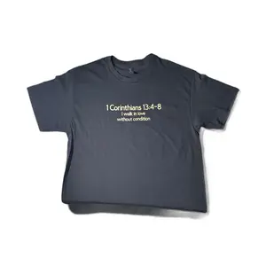 Short Sleeve 1 Corinthians 13:4-8 Shirt - black tee with Inspirational Text Design
