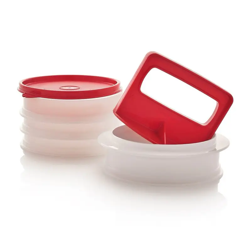 Tupperware Hamburger Press & Keeper Set, Large Mold for Patty Making & Freezer Storage