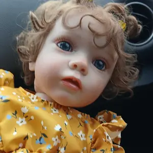 Three-piece Set 22" Realistic Doll with Golden Curls   Body Reborn Girl  Sit-and-Stand Birthday Gift for Children Development baby doll