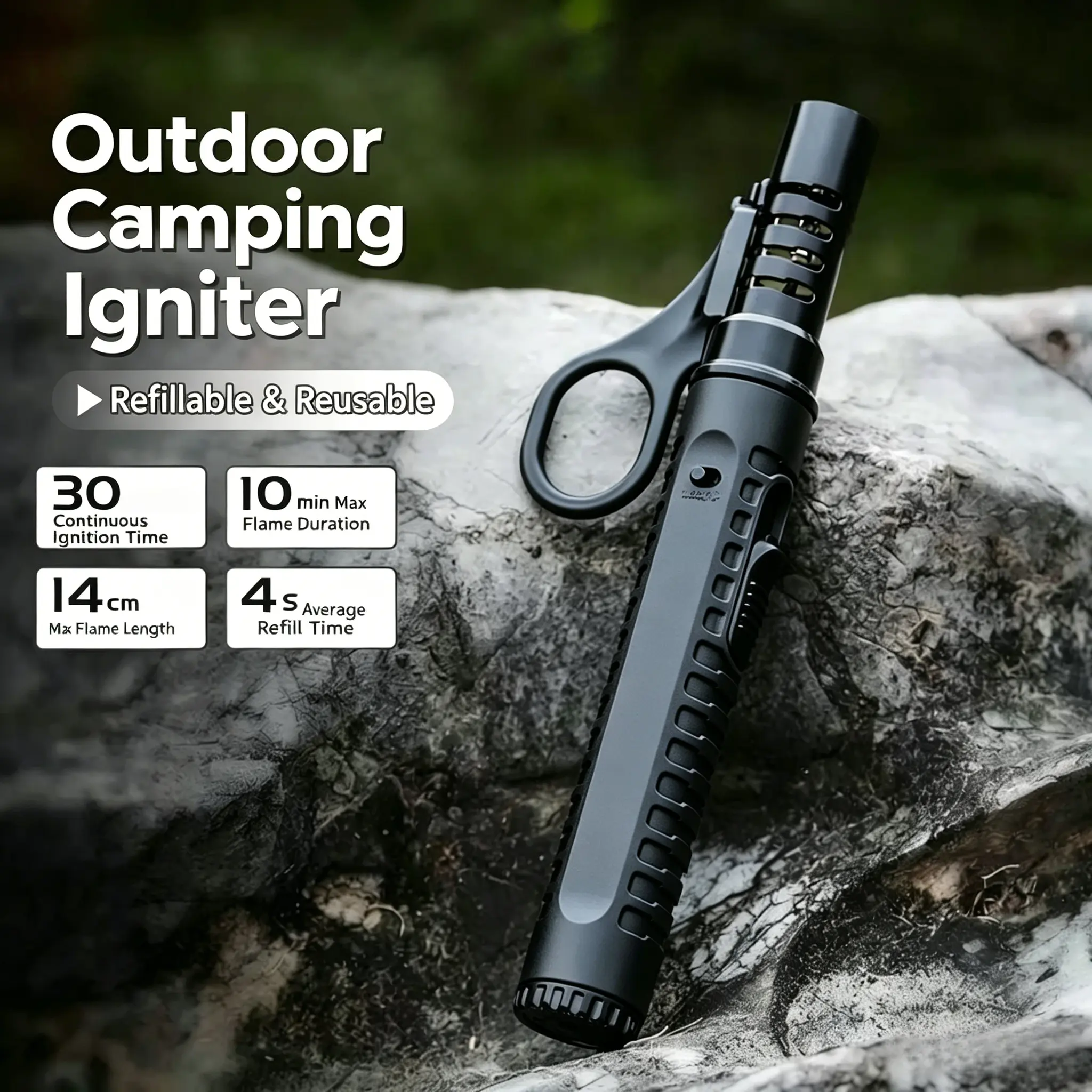 Portable inflatable outdoor camping lighter (without butane) - A small tool for lighting in camping, barbecuing, and kitchen baking at home. The ring design makes it easy to carry.