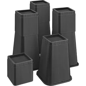 Bed Risers 12 Inch Heavy Duty, Furniture Risers Lifts 12" 8" 4" for Table, Desk , Sofa, Couch, Adjustable Bed Frame Risers Supports Up to 6,000 Lbs, Black