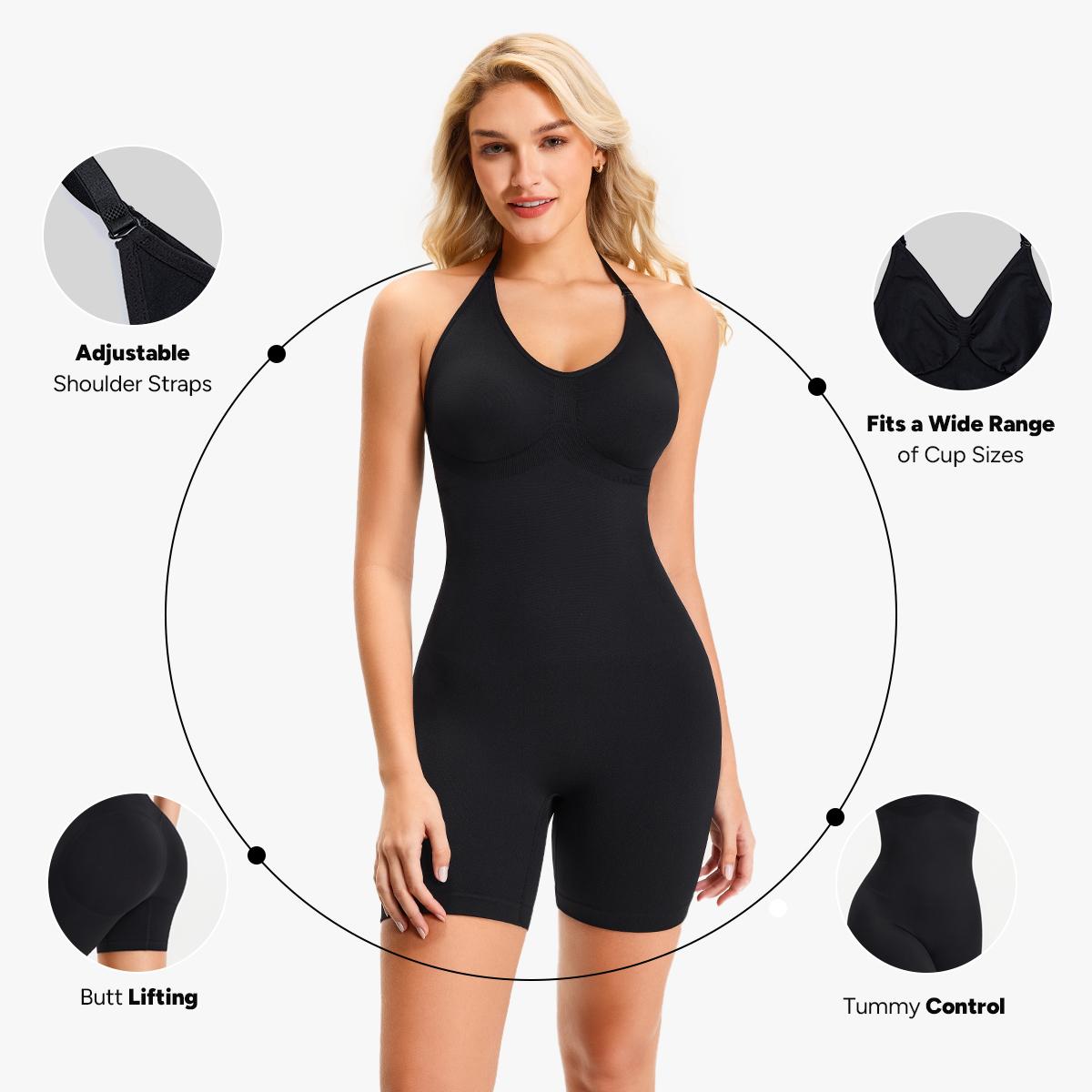 Nebility Women's Bodysuit Shapewear Full Body Stretchy Basic Jumpsuit Sleeveless Compression Fashionable Womenswear