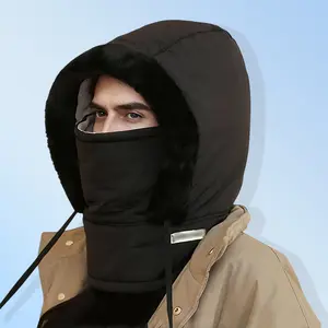 Plush-Lined Thickened Thermal Hat with Face Mask for Men and Women, Ski Winter Hats for Cold for Women (Black)   bonnet  ski  mask 3-in-1 balaclava roper  cowboy  marketplace juicy  cap trendy headwear