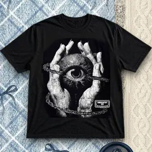 Retro Eye In The Palm Graphic Cropped T-shirt Hip Hop Graphic Print T-Shirt Unisex Trending Y2k