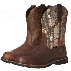 2026 Men's Round Toe Western Boots Footwear Walking Shoes Camo Mexican Exotic Leather Mid-Calf  Low Heel 1-3CM Closed Toe Decor   devaquero botas casual athletic shoe high-top men bota para hombre black boots Women