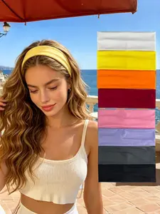 8pcs Simple Solid Color Sports Hair Bands, Spring Summer Fashion Versatile Travel Photo Headscarves, Elastic Soft Sweat Absorbing Headbands, Headbands Women